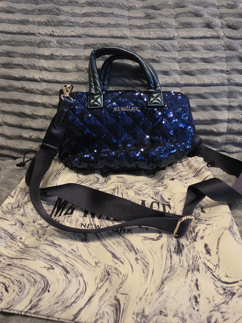 MZ Wallace Navy Sequin Crossbody Satchel
